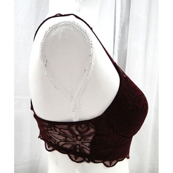 Victoria's Secret PINK Maroon Lace Racerback Date Push Up Bra S - Picture 2 of 4